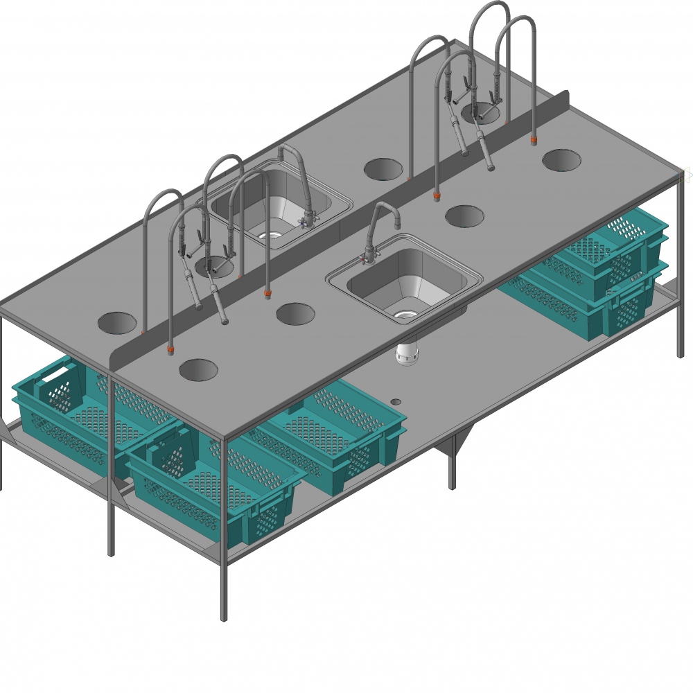 Стол для потрошения и мойки на 4 рабочих места из нержавеющей стали  российского производства купить